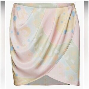 Something New Claudia Celestial Print Faux Wrap Mini Skirt Sz Small New